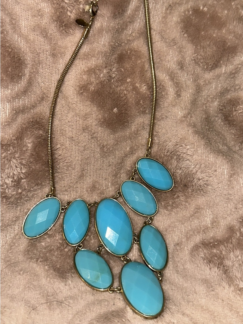 Avon Gold-Tone Turquoise Blue Statement Necklace
